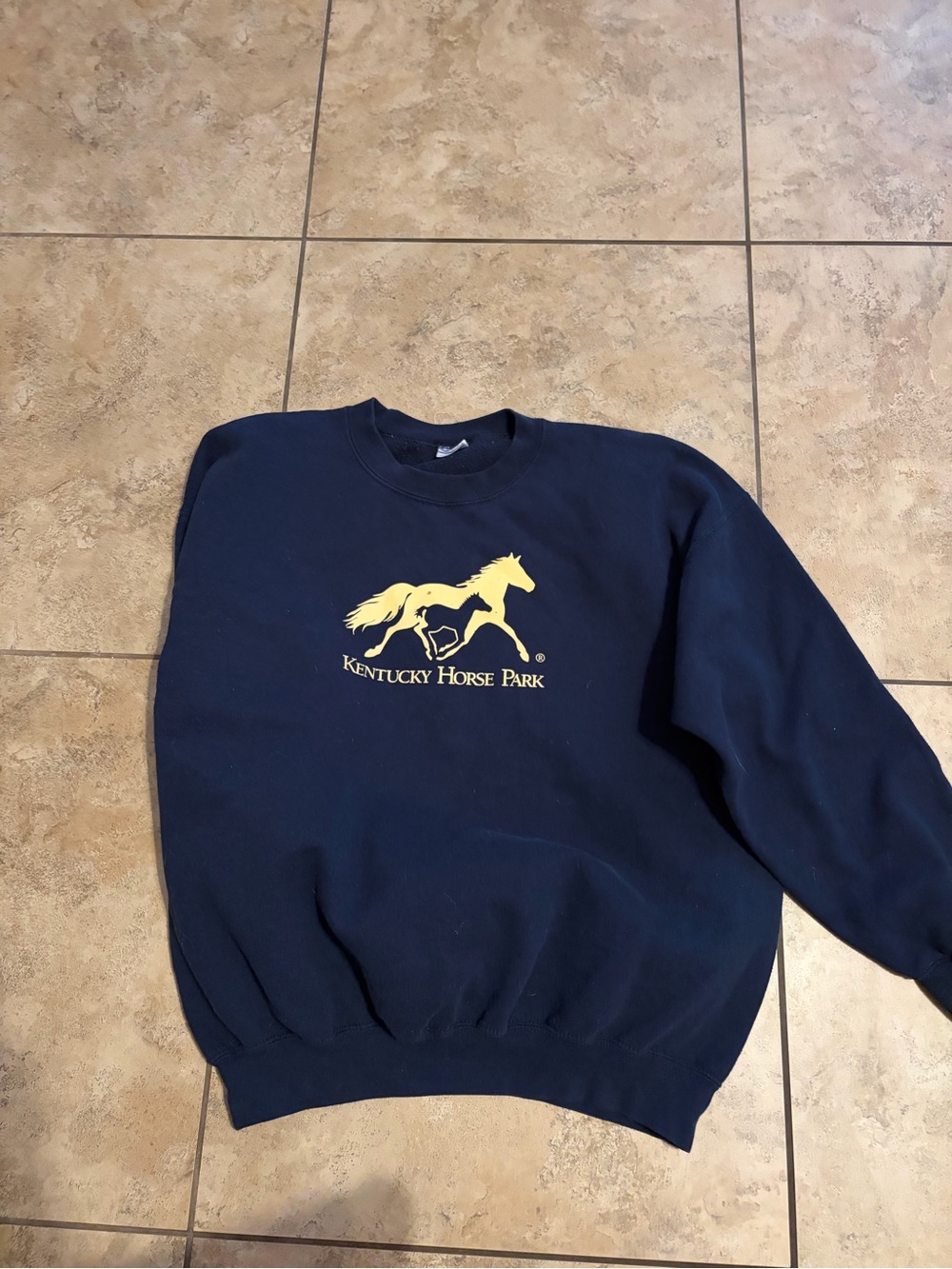Gildan Navy Crewneck Sweatshirt with Yellow Horse Logo
